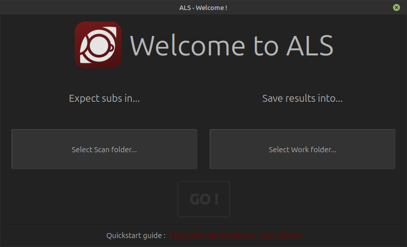 ALS custom folder setup screen