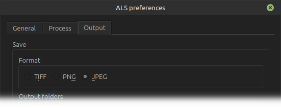 Main output file format preferences